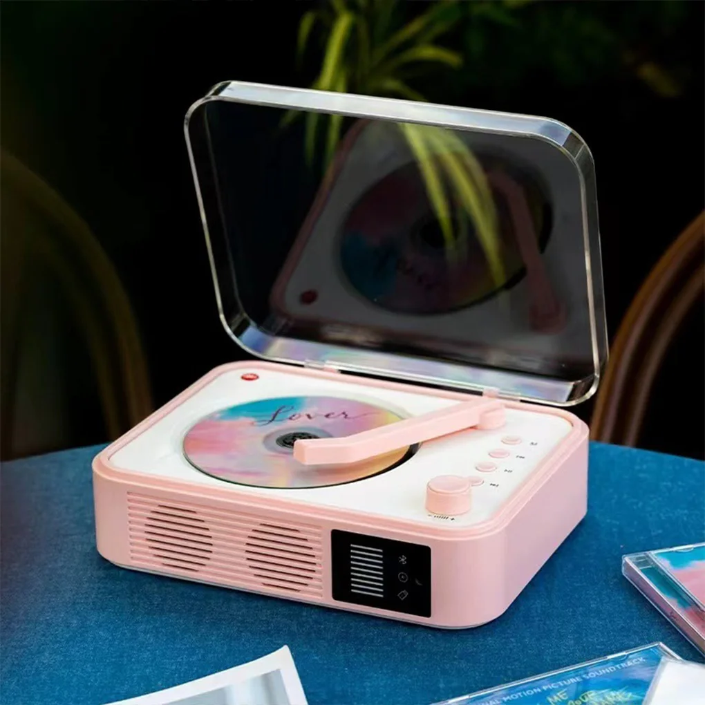

Retro CD Player Two Way Bluetooth Built-in Speaker Lossless Music Player LED Spectrum Light Rechargeable Supports USB Playback
