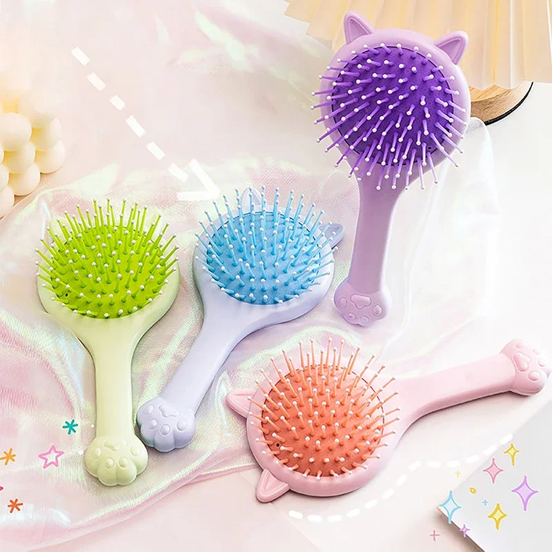 

Массажная расческа с подушкой безопасности, милый мультяшный высококачественный безопасный материал, зеркальная расческа, интегрированная для четких меридианов