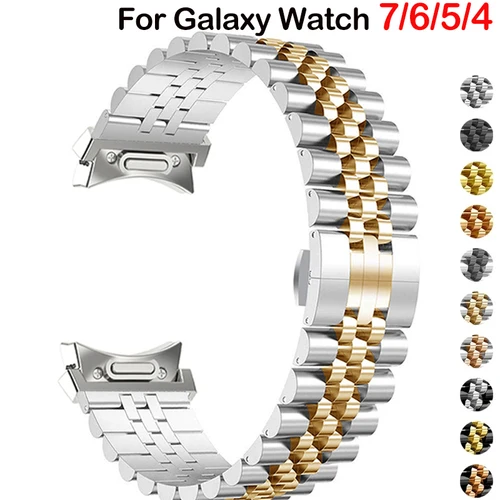 Correa sin huecos para Samsung Galaxy Watch 7 6 5 4 44 40mm 5Pro 45mm reloj de pulsera de acero inoxidable 6 4 Classic 43 47mm 42/46mm