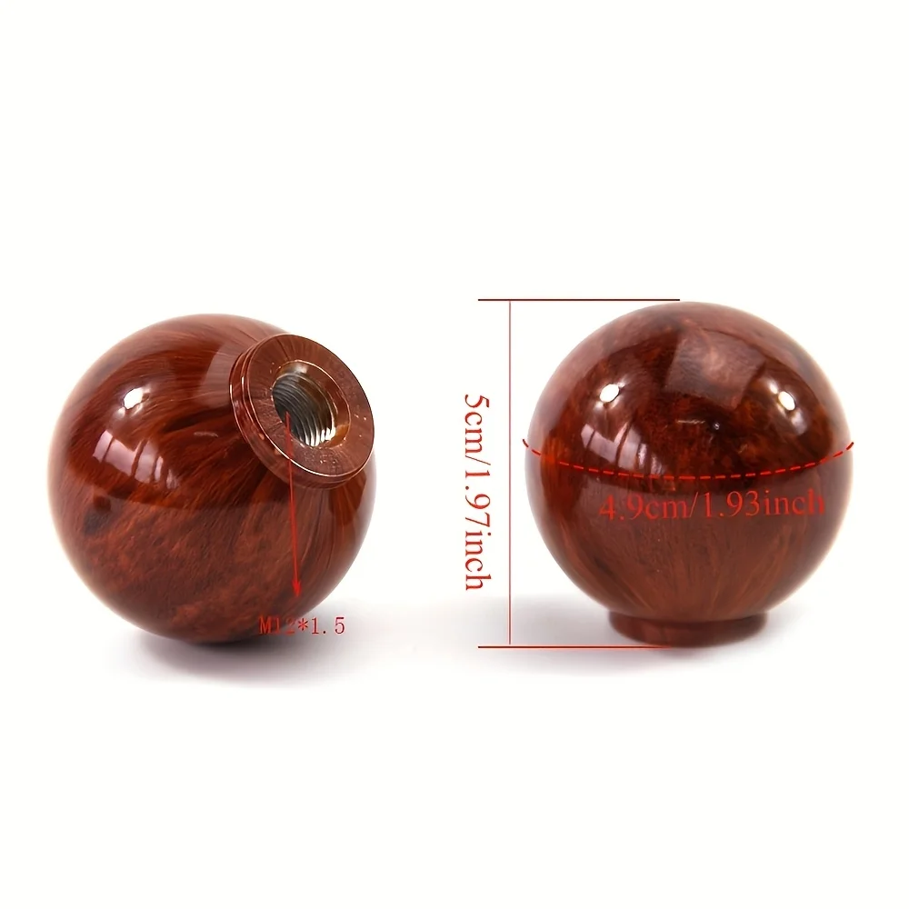 Automobile universal Imitation Wood Gearshift Head, Retro Style Walnut-Colored Spherical Gearshift Head