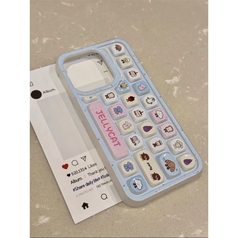 Creative Keyboard Case Compatible for IPhone 15 16 14 13 11 12 Pro Max 16 15 13 12 Pro Cute Penguin Eggplant Bear Puppy Cover