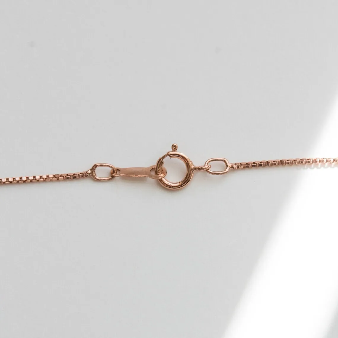 0.85mm 14K Rose Gold Filled Box Chain Necklace w/ Spring Ring Clasp, Rose Gold Filled Box Chain Necklace, Women Necklace Chain