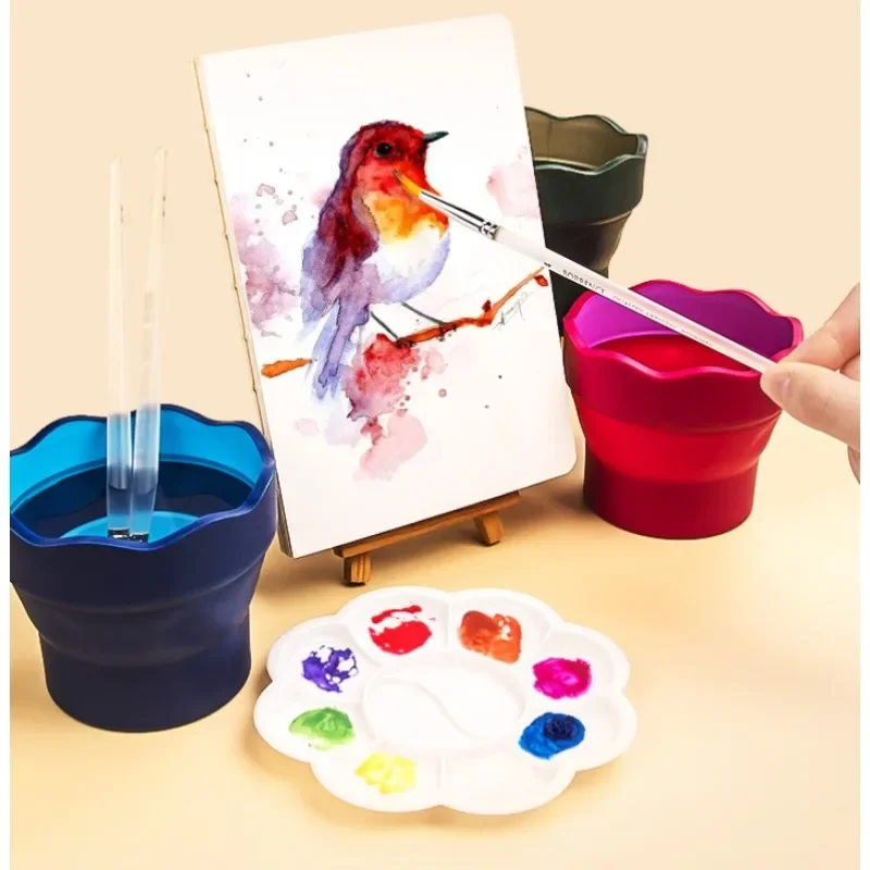 1PC Foldable and Portable Mini Water Bucket Pen Holder for Water Cup  Art Brush Specialized Telescopic Pen Holder