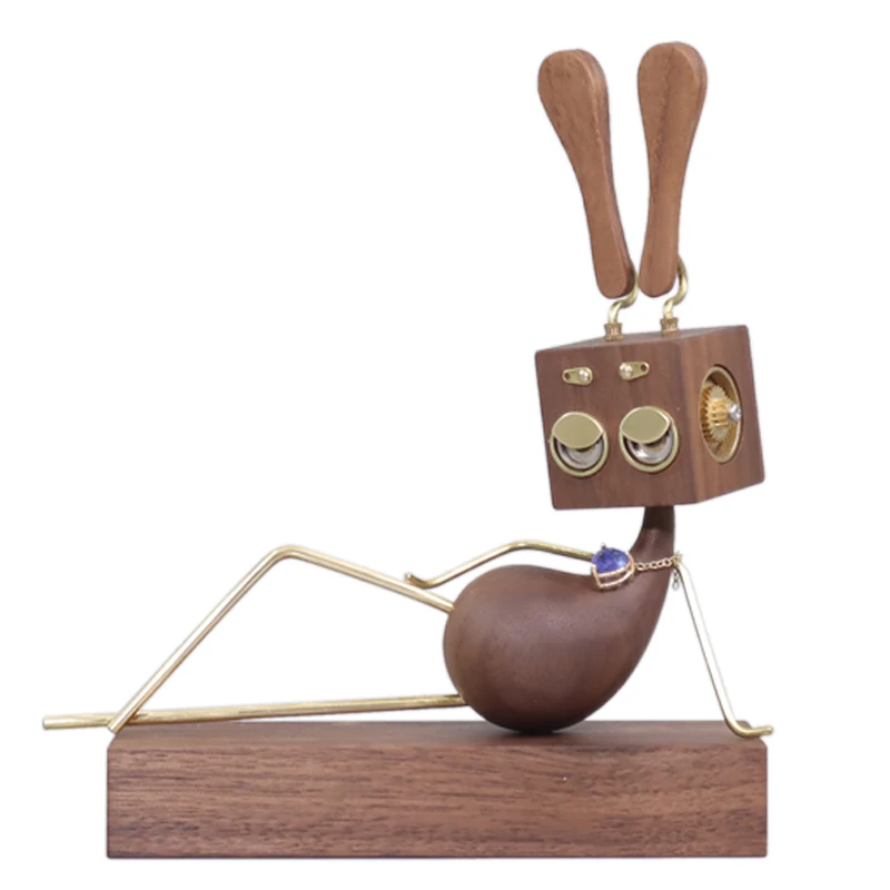 Self-sufficient original black walnut rabbit home decoration design heavy industry Guochao toys limited gift car decoration