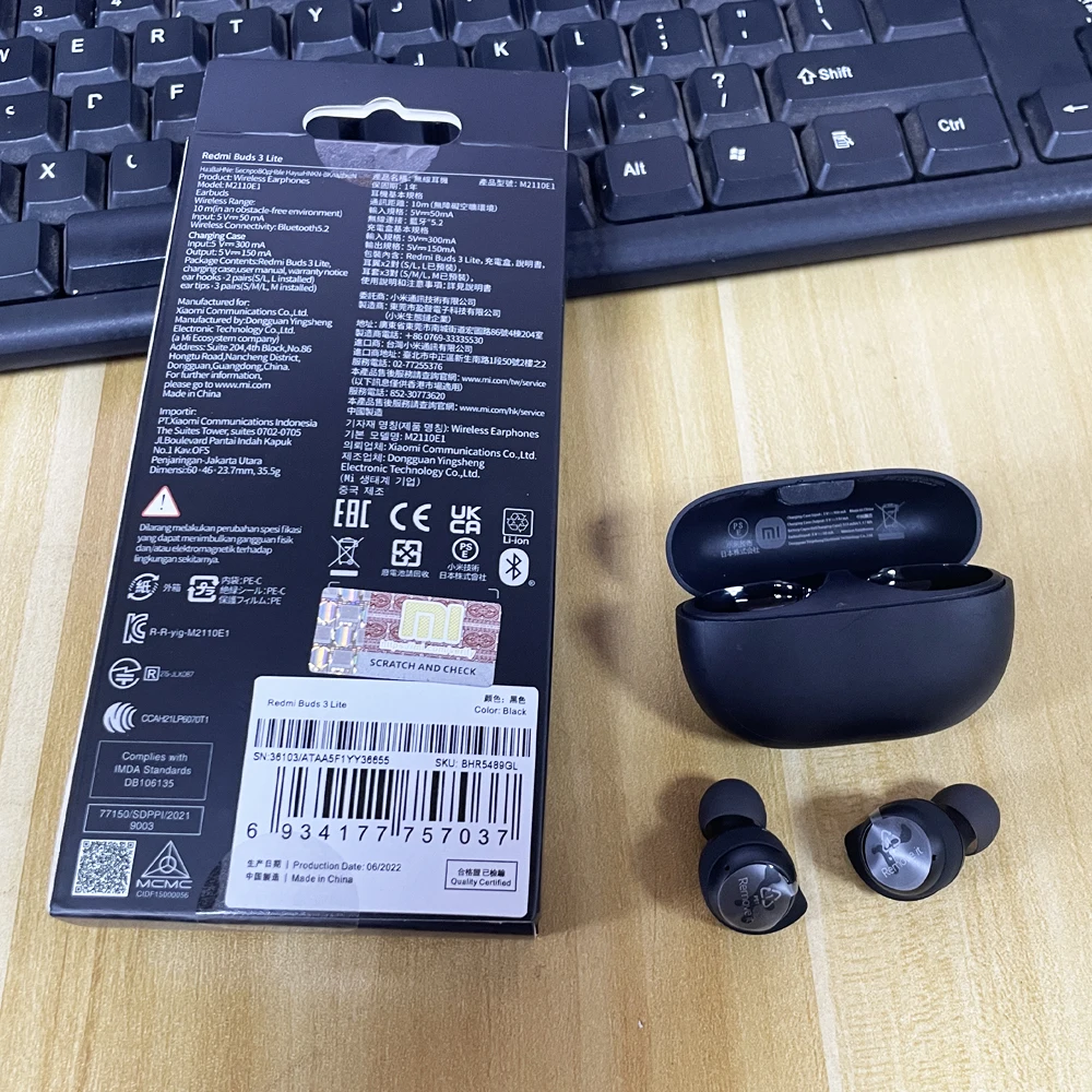 Imagem -02 - Xiaomi-redmi Buds Lite Global Edition Bluetooth Earphones Fone de Ouvido sem Fio Verdadeiro com Estojo de Carregamento para Correr Atacado 25 Pcs