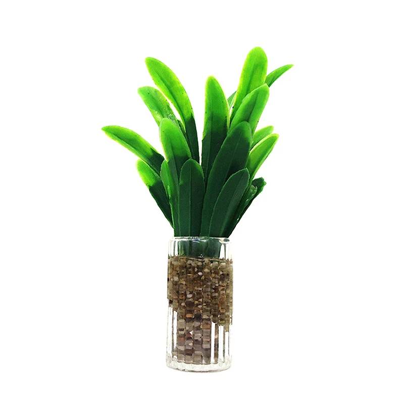 1PC Green Plant Ornaments Crafts 1/12 Dollhouse Miniature Simulation Plant Bell Orchid Model DIY Accessories Decor Toy