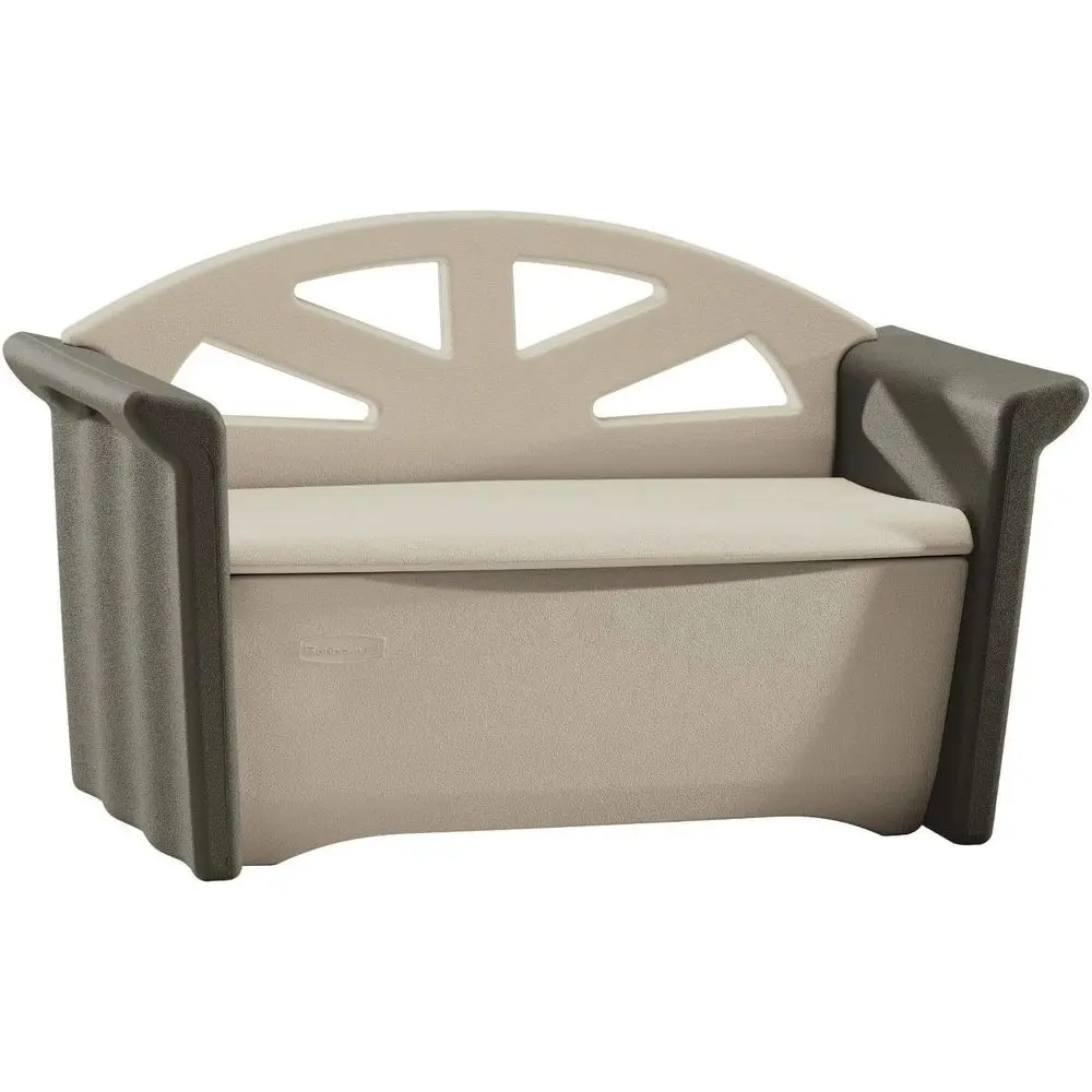 Banco de Almacenamiento Exterior de Resina (32 Galones), Resistente a la Intemperie, Marrón/Gris, Organización para Terraza o Hogar/Jardín/Piscina/Juguetes/Hogar de Verano