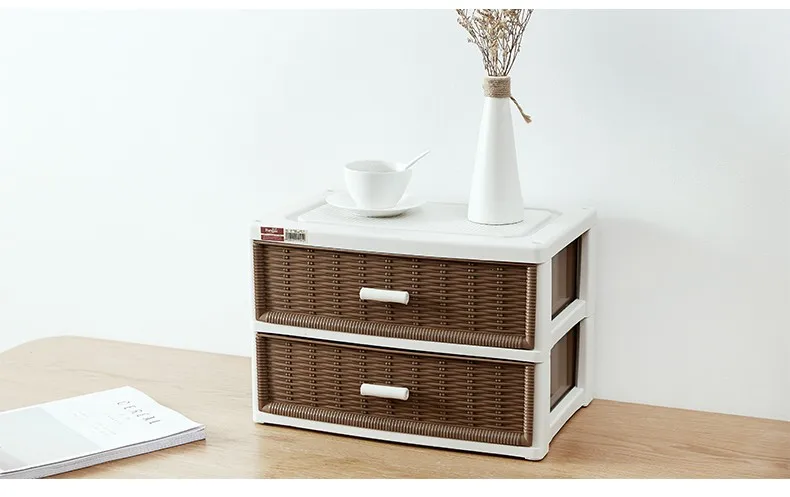 Drawer style storage, living room, bedroom, imitation rattan storage, organizing snacks, bedside drawer