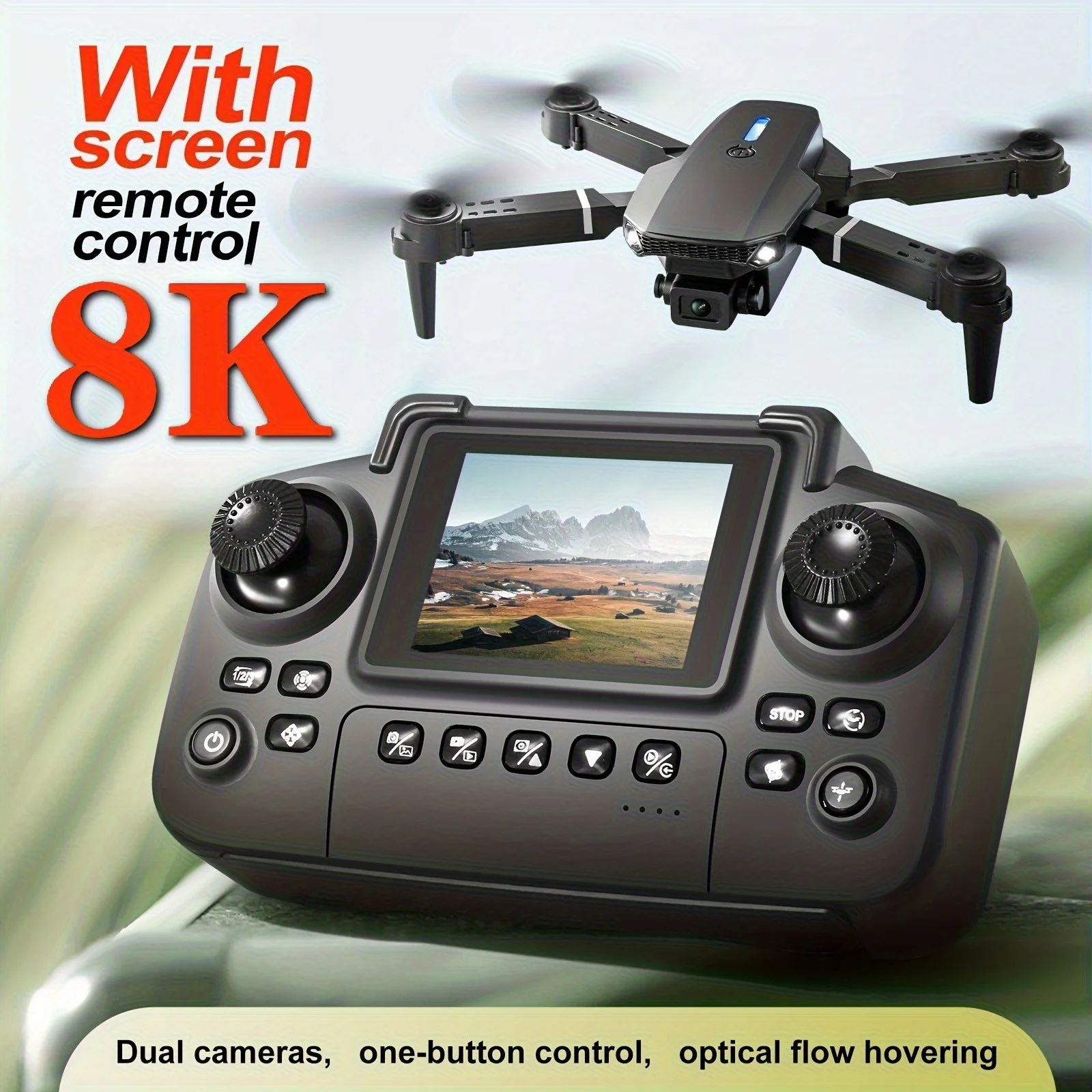The 2026 upgraded E88 PRO MAX drone features dual 8K cameras, an on-screen remote control, two batteries, one-button return, foldability, USB charging, Wi-Fi, and flight gaming capabilities. Suitable for beginners, it makes a great tech gift for men.
