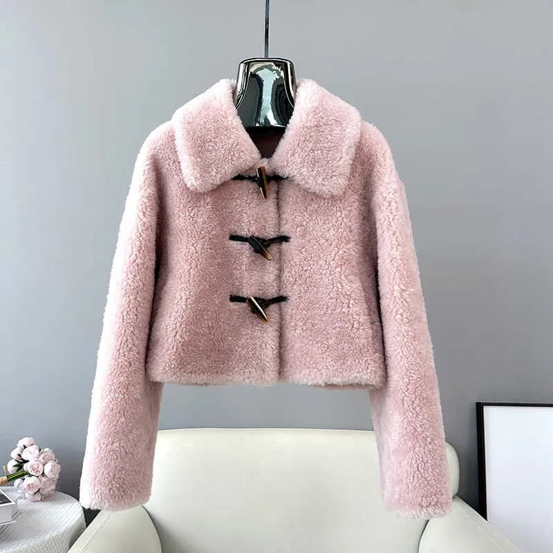 Female Sheep Shearling Coat 2024 Fall and Winter New Pure Wool Young Short Real Fur Warm Jacket JT479