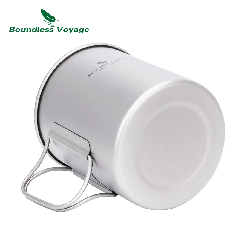 Boundless Voyage Titanium Camping Cup with Lid 300ml 450ml 750ml Stackable Lightweight Mug Pot for Backpacking, Hiking, Travel