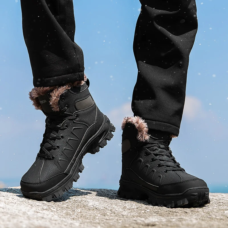 HIKEUP Men Hiking Shoes Snow Hiking Boots Comfortable Walking Sneakers Fashion Leisure Outdoor Shoes Plus Size