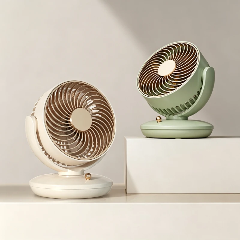 Portable Mini Fan USB Desktop Rechargeable 3 Speed Low Noise Auto Oscillating Long Life Multi-angle Adjustment Table Fans