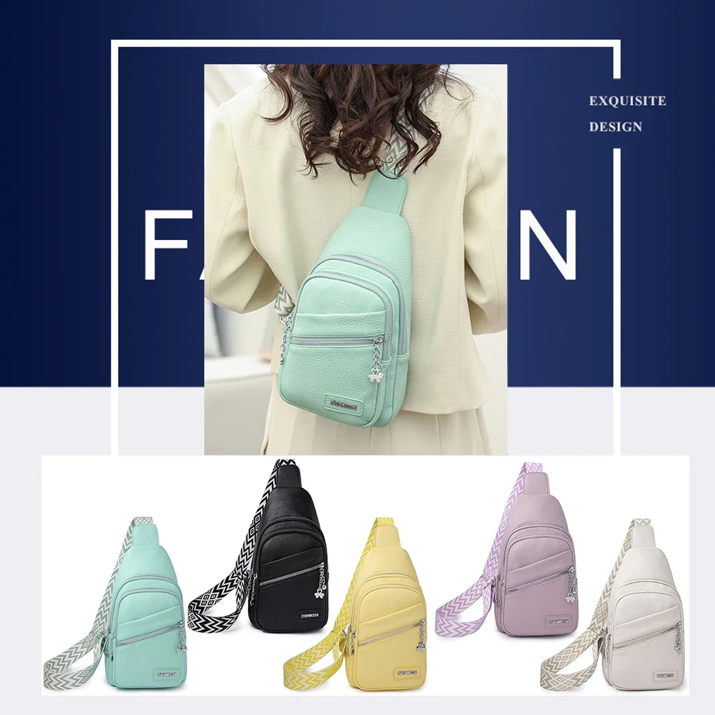 Women Chest Bag Adjustable Shoulder Strap Satchel Bags PU Leather Messenger Bag Fashion Solid Color Crossbody Bag Female Clutch
