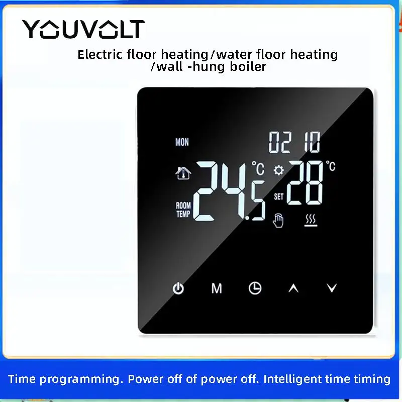 Tuya Smart Wifi Floor Thermostat with Programming App Water and Electricity Floor Heating Wall Holding Furnace Thermostat Panel