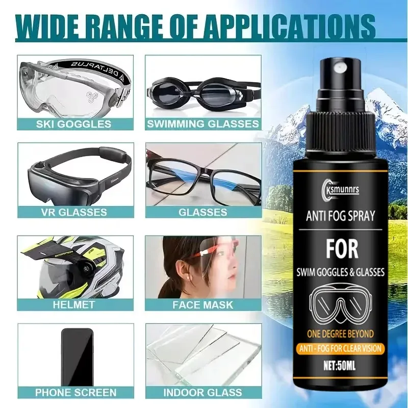 Anti Fog Spray for Eyewear Swim Goggles Ski Goggles Helmet Visors and Windshields