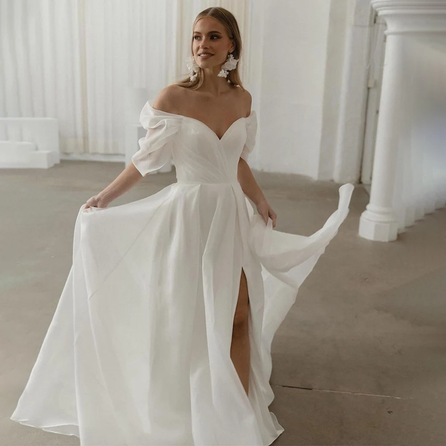 

Customized Strapless Plus Size Beach Guest Wedding Dress Sleeveless Back Zipper Bridal Gown robe de mariée