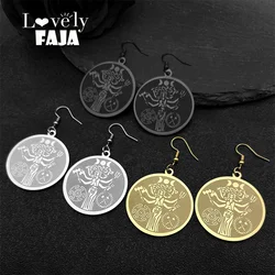 Wicca Triple Moon Goddness Hekate Wheel Torch Dangle Earrings For Women Men Stainless Steel Gold Color Snake Trident Jewelry