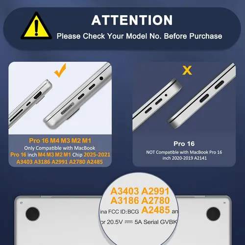 Imagen 2 del producto Funda para MacBook Pro de 16 pulgadas 2026 M4 M3 M2 M1 Pro/Max 2025-2021, modelo A3403 A3186 A2991 A2780 A2485, cubierta protectora para portátil