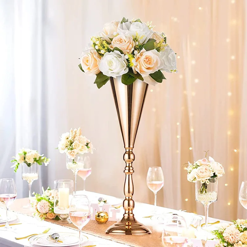 Wedding Centerpieces for Table Decoration Table Candle Holder Arrangement Gold Iron Vase Cocktail Glass Wedding Props Home Decor