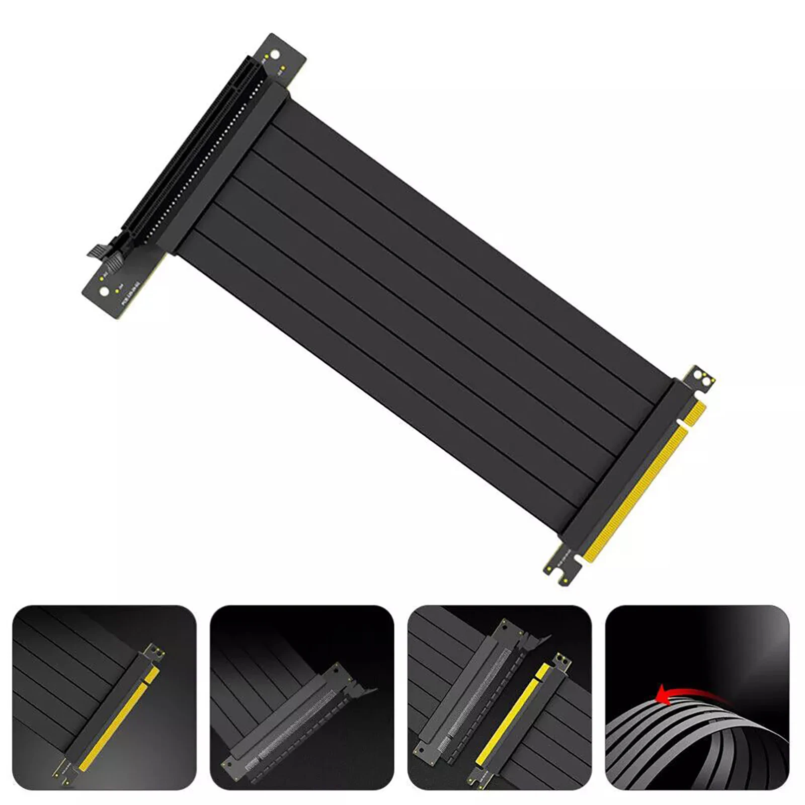 

PCIE 3.0 16X Riser Cable Graphics Card Extension Cable PCIE Express GPU Expansion Card Riser Shielded Extender 90 Degree