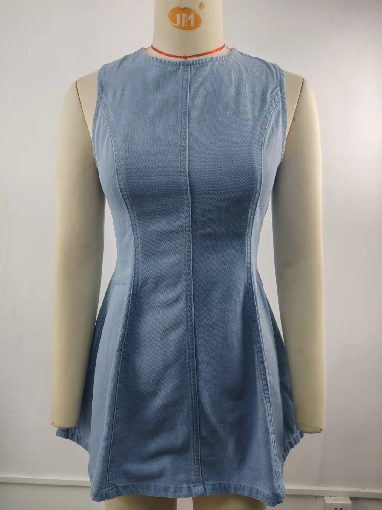 Chic Summer Washed Backless Sexy Denim Dress Female Sleeveless Sexy Mini Vestidos and Thin Lace-up Denim Dress for Women Y2K view 5