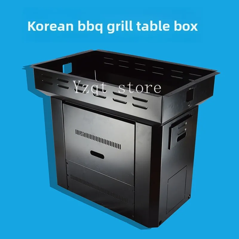Upper and lower exhaust smoke barbecue table legs iron spraying barbecue oven box Korean embedded oven matching square table box