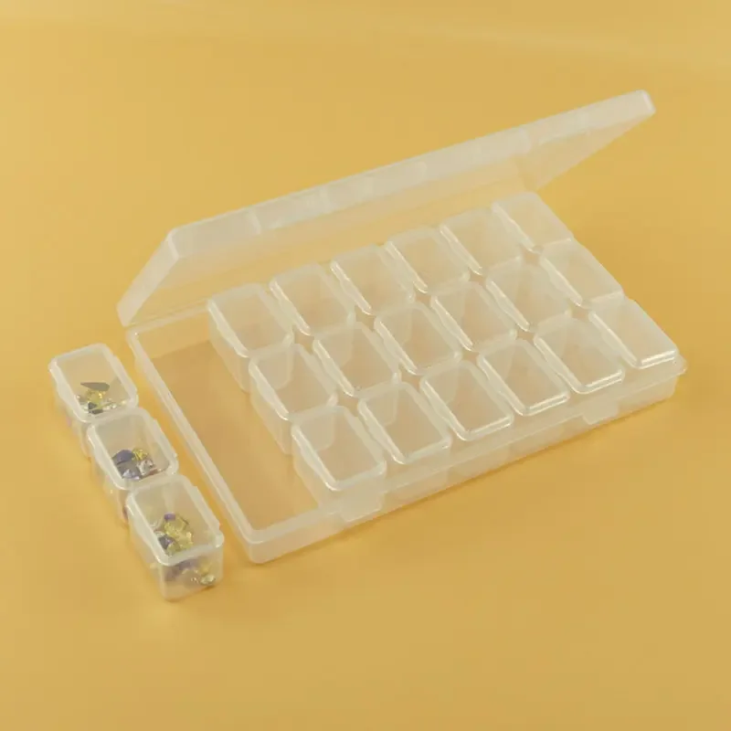 21 Grids Clear Plastic Storage Box Empty Rhinestone Bead Jewelry Pill Display Boxes Organizer Nail Art Decoration Container