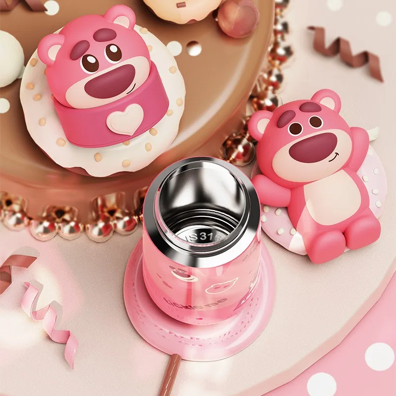Cartoon Design Thermos Cup 316 Stainless Steel Doll Cup with Heart Shaped Hidden Handle Student Household Water Bottle Girl Gift