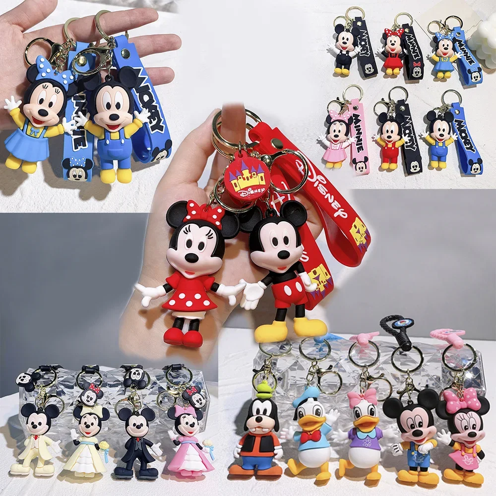 Anime Mickey Minnie Figure Keychain Cute Couple Bag Pendant Mickey Mouse Kawaii Key Chain Jewelry for Women Toy Kid\'s Xmas Gifts