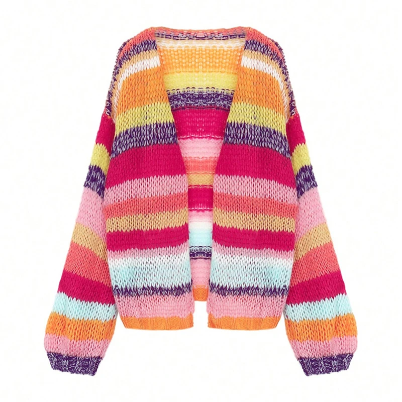 Maglioni eleganti da pendolare da donna Cardigan lavorato a maglia a maniche lunghe con blocchi di colore alla moda Cappotto maglione da pendolare casual da donna autunno inverno