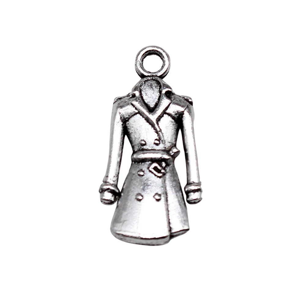 10pcs/lot 23x11mm Military Coat Charms For Jewelry Making Antique Silver Color 0.91x0.43inch