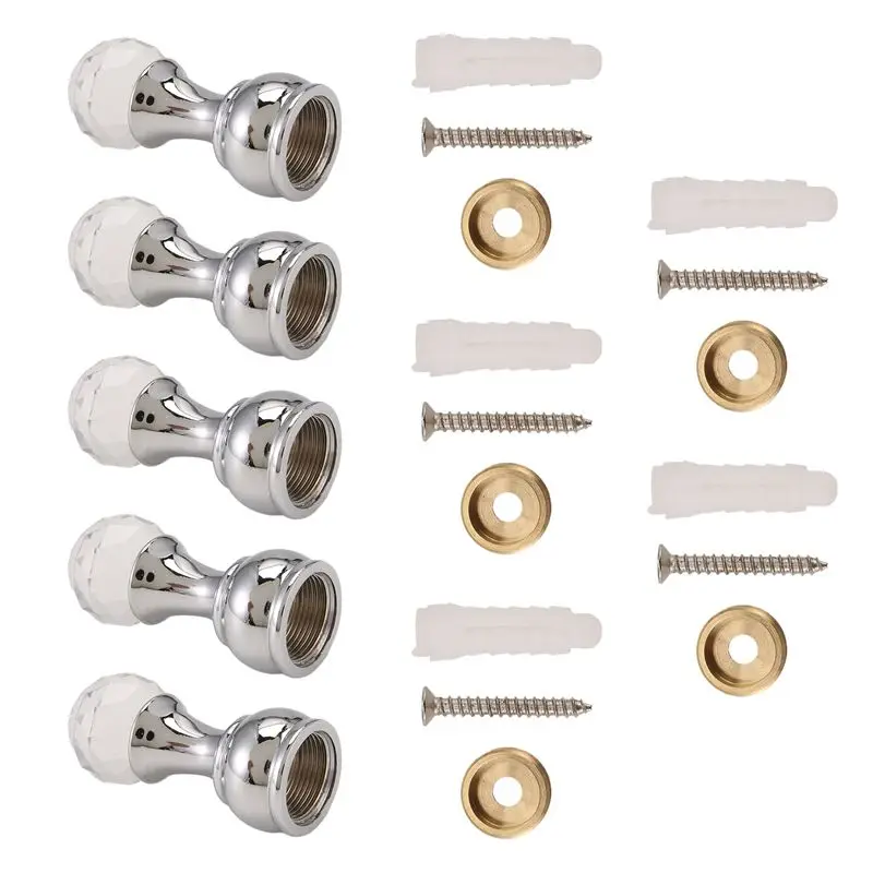 

A23P Набор из 5 декоративных настенных крючков с кристаллами, латунные крючки для полотенец и одежды, настенные вешалки для халатов, аксессуары для ванной комнаты