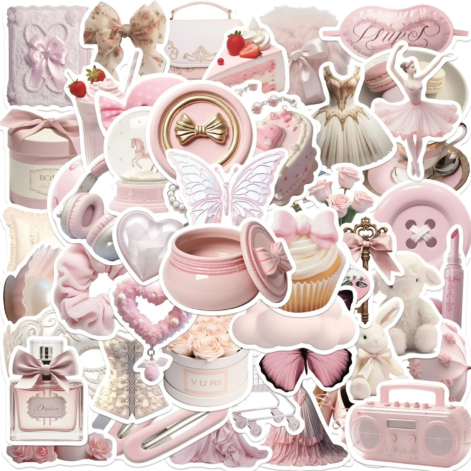 10/50pcs Cute Pink Ballet Girl Stickers Aesthetic Ins Decals DIY Scrapbooking Phone Travel Luggage Fridge Waterproof Sticker Toy