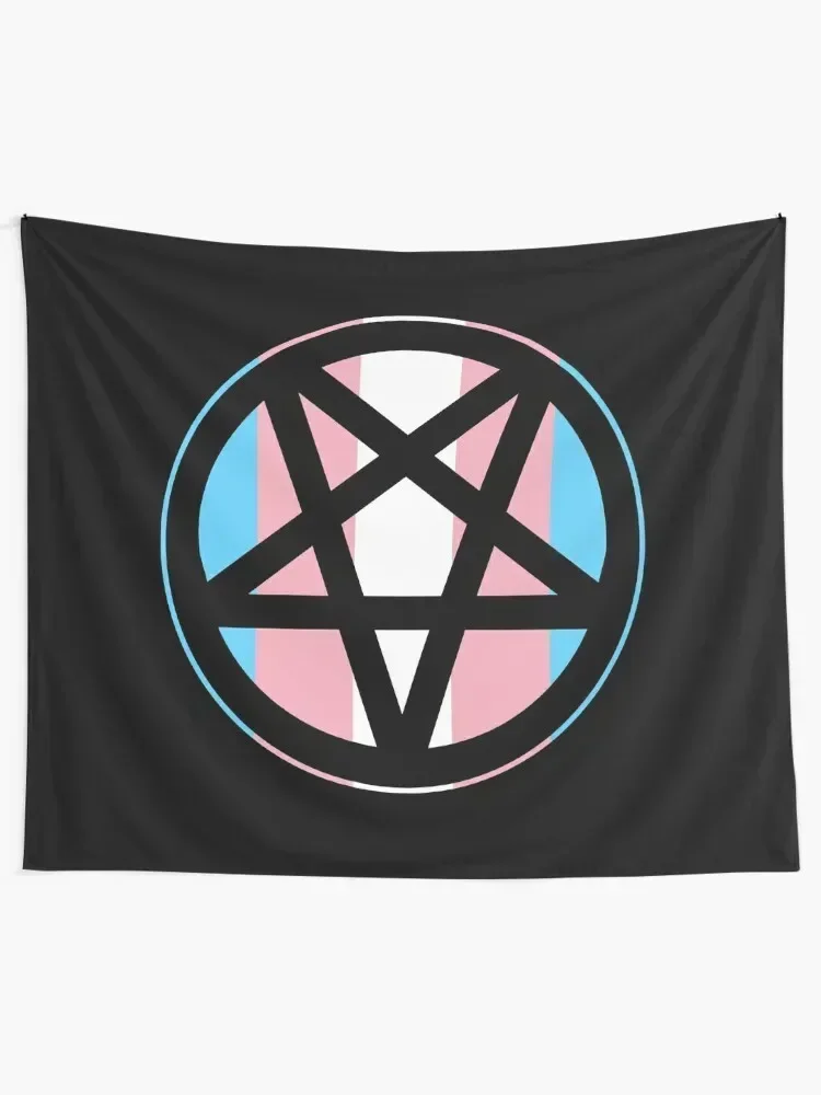 Transgender Pride Inverted Pentagram | Satanic | Solid Tapestry Bedroom Decor Aesthetic Bathroom Decor Decor Home Tapestry