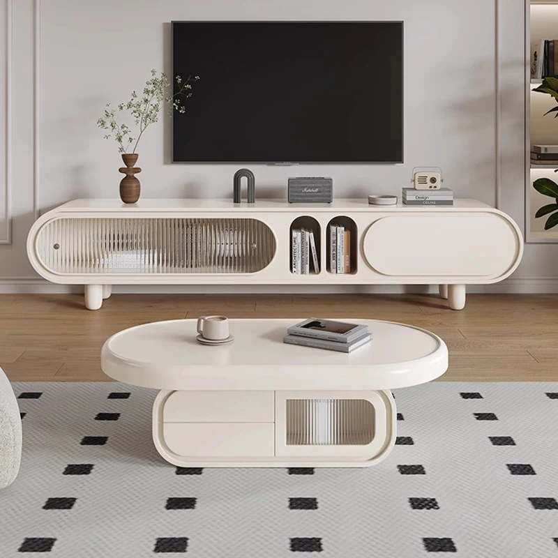 

White Designer Tv Stands Living Room Modern Luxury Drawers Wood Tv Table Storage Minimalist Suporte Para Tv Trendy Furniture