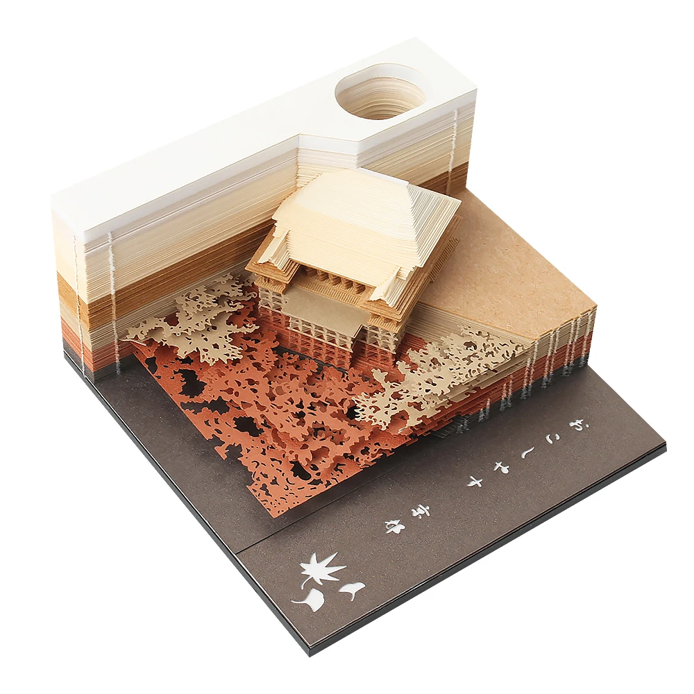 Omoshiroi Block 3D Notepad 155 Sheets Japanese Kiyomizu Temple Memo Pad Diy 3D Sticky Note Block Note Paper Kids Birthday Gift