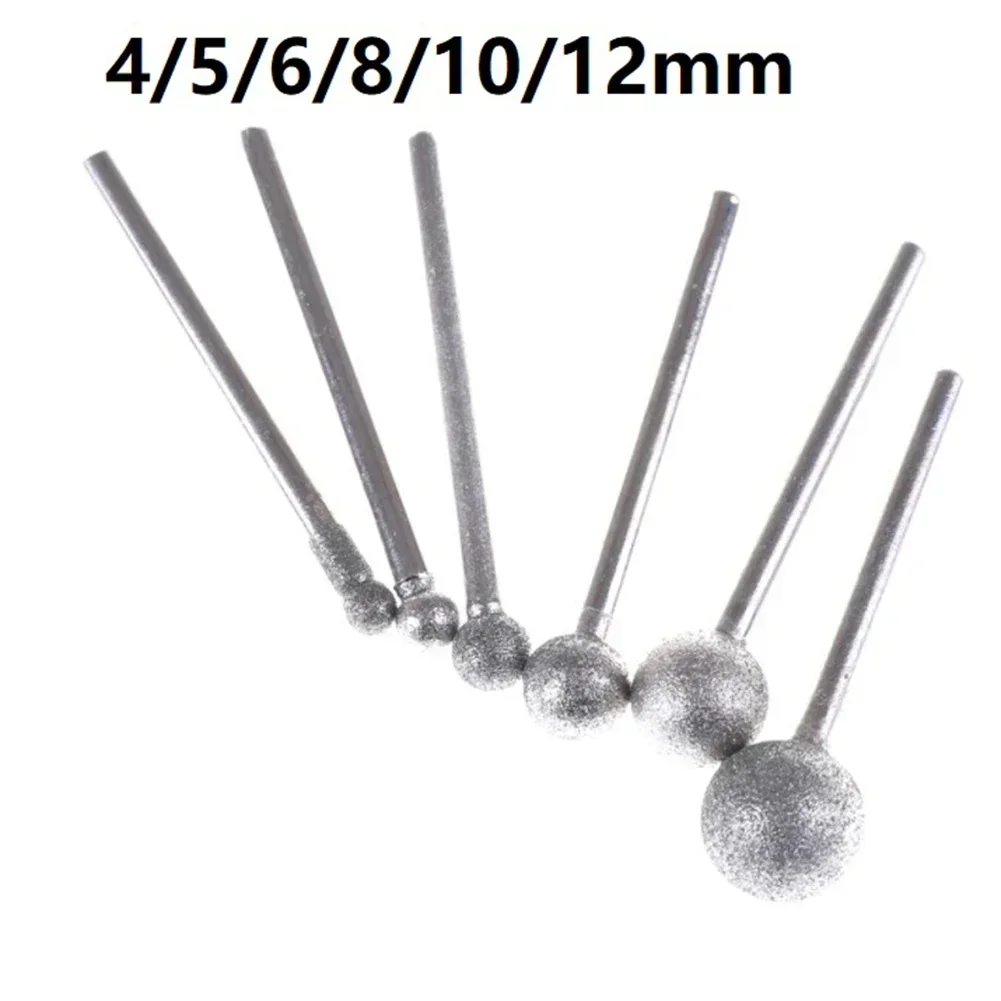 Imagem -05 - Diamante Bola Redonda Rebarba Broca Conjunto Rebolo Ferramentas de Diamante para Escultura Gravura Perfuração 412 mm Ferramentas Peças Lote