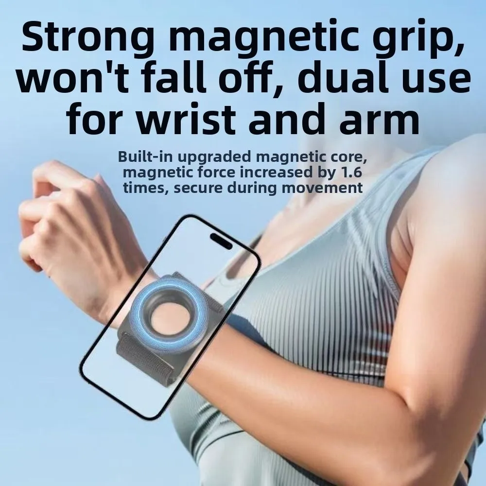 

Портативный держатель для бега с магнитной подвеской для подставки для телефона на запястье Magsafe 360° ° Вращающийся браслет на руку для сотового телефона на велосипеде