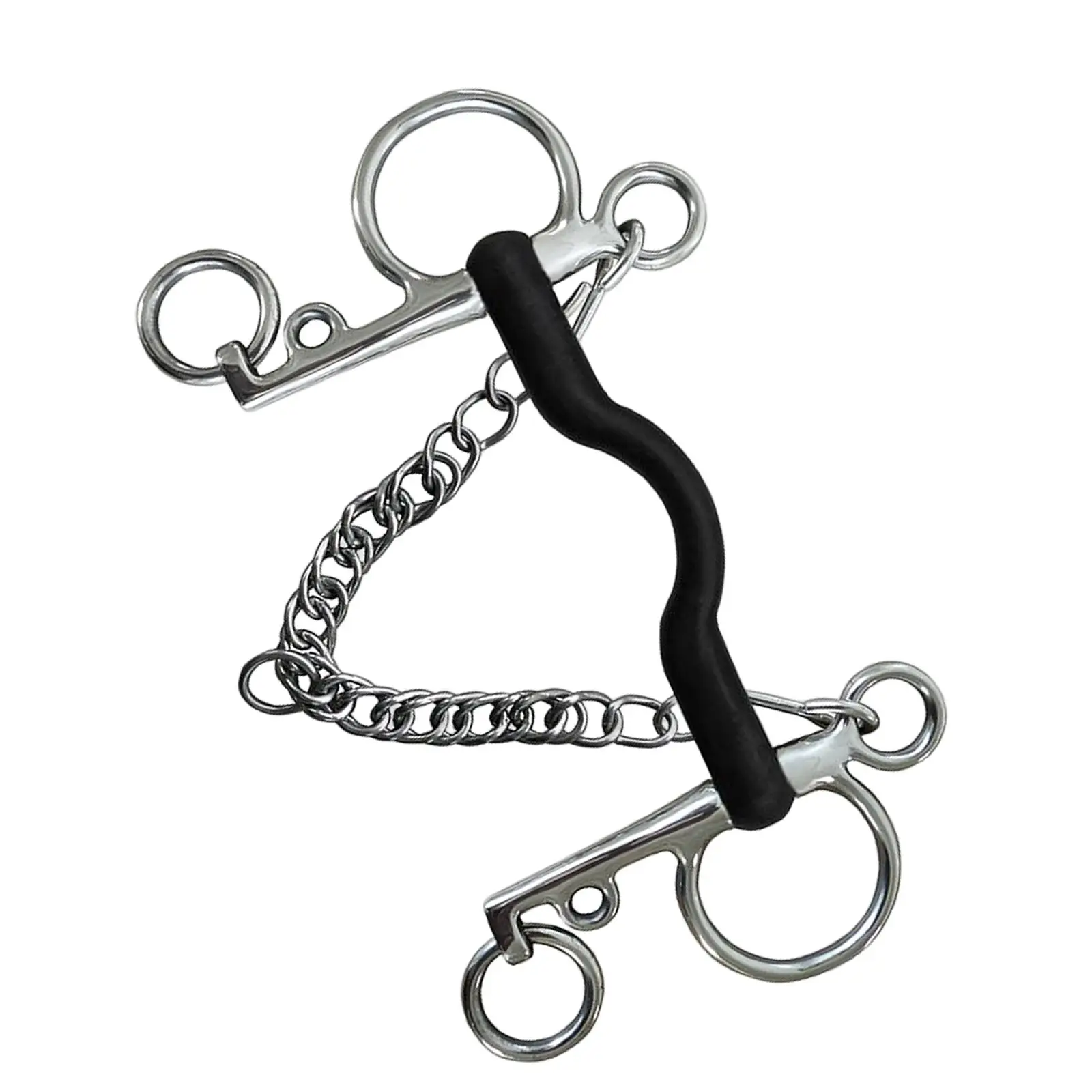 Horse Bit, Stainless Steel, W/Curb Hooks Chain, dengan perak trim, pipi mulut untuk kinerja peralatan pelatihan pengekang kuda