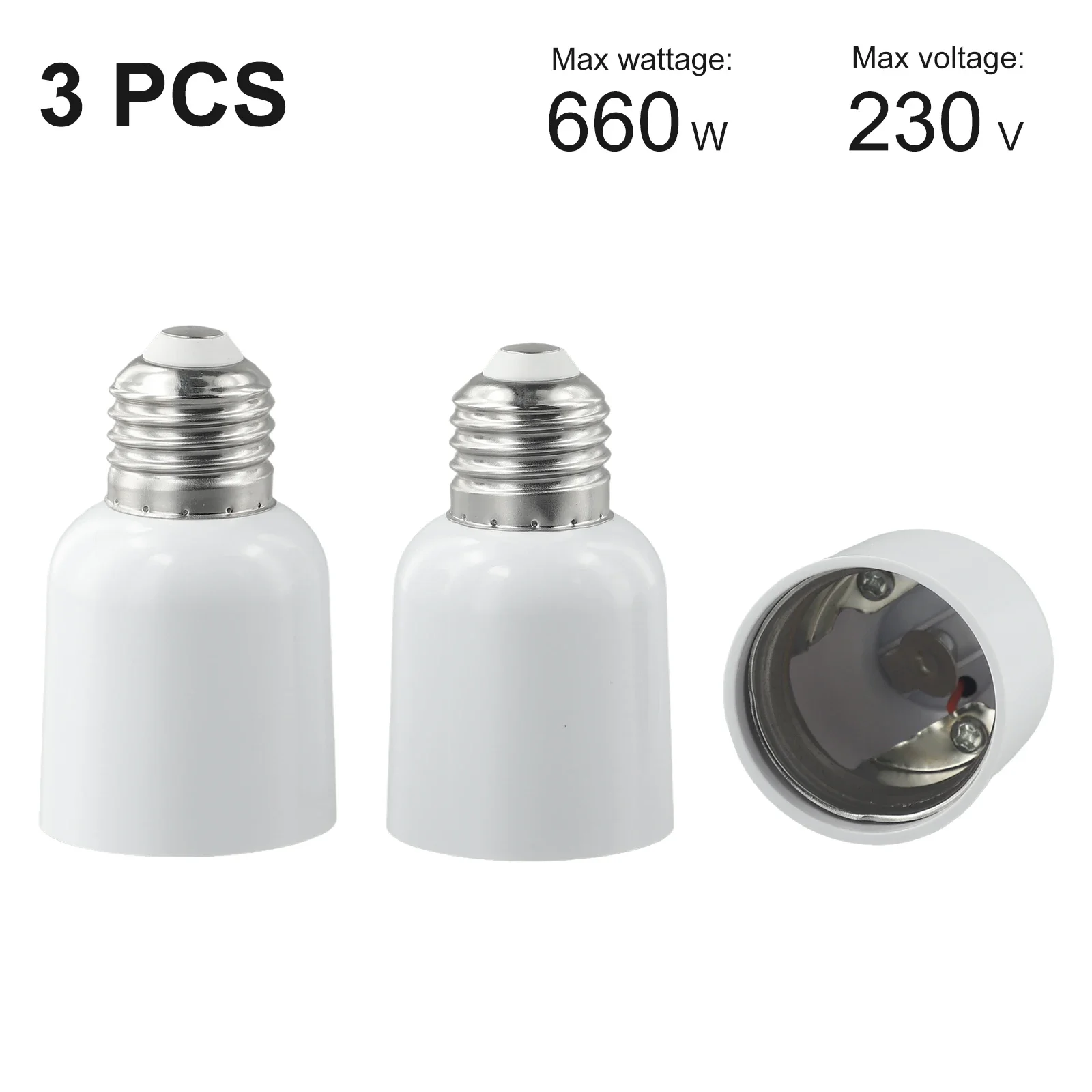 Light Sockets Lamp Holder Base Adapter Lamp Holder Light Bulb Mogul 3-Pack PBT Plastic 660W Aluminium Material