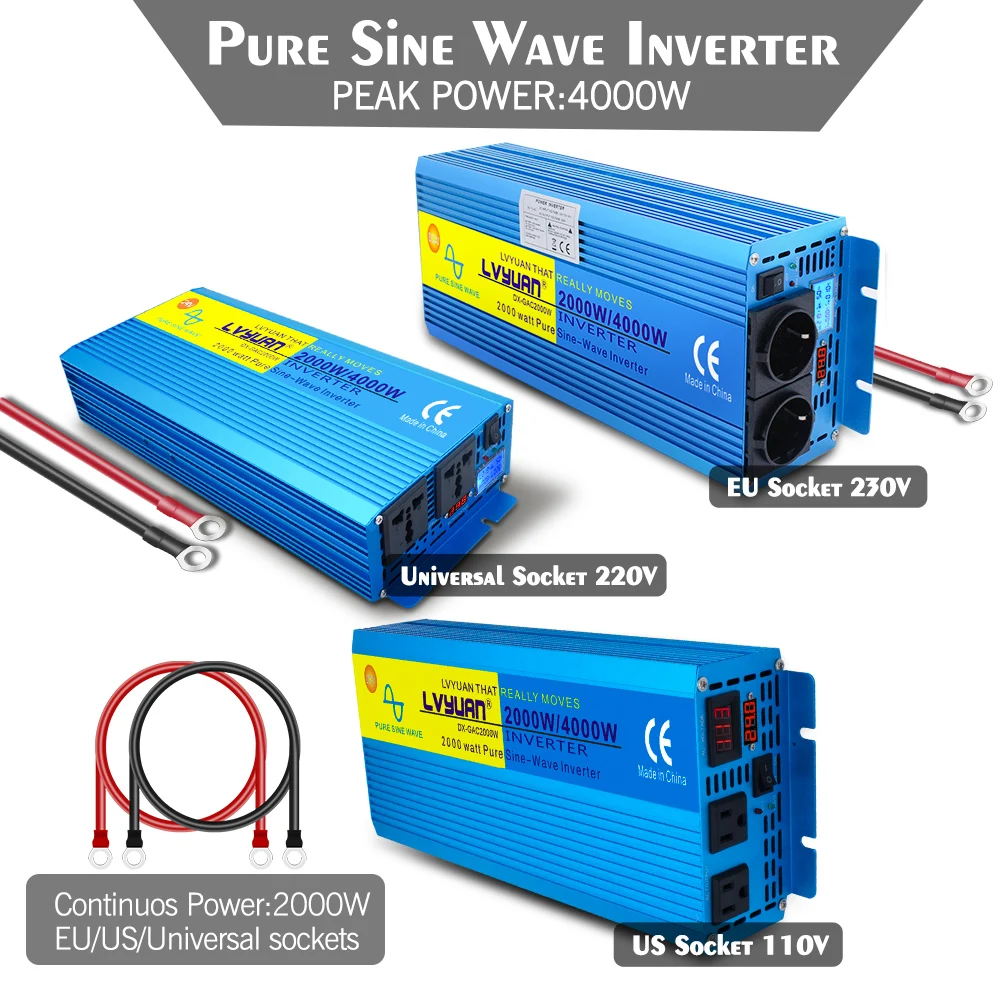 

6000W DC24V Inverter Pure Sine Wave AC110V/220V LED Display Converter Solar Power System Inversor Caravan/boat Ship Travel