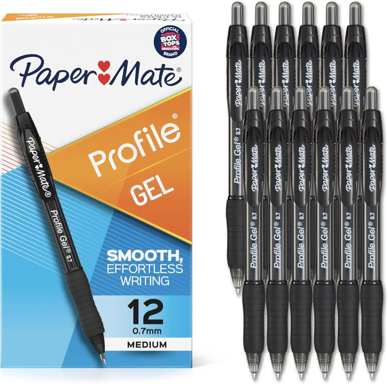

Retractable Gel Pens, Medium Point 0.7mm, Black Ink, 12-Pack, Smooth Writing for Office & School
