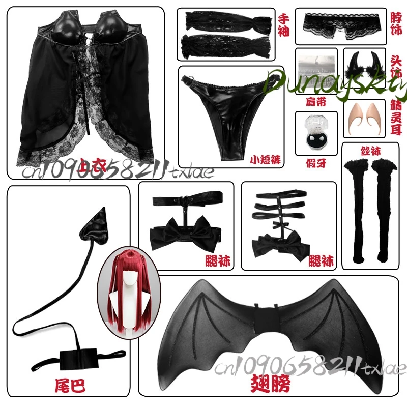 بلدي اللباس حبيبي مارين كيتاجاوا الشيطان تأثيري زي الشيطان مع قرون الذيل هالوين/الصيف أنيمي المعرض 2025 الوردي لوليتا