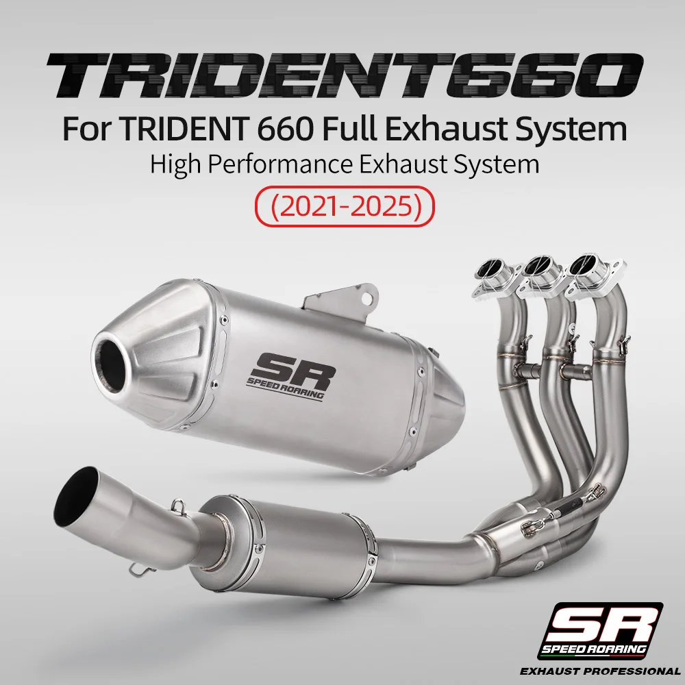 For Trident Tiger 660 Tiger 660 2021 - 2025 Full Motorcycle Stainless Steel Exhaust Connector 51mm Muffler System