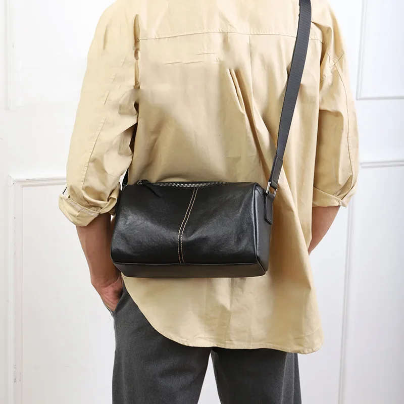 New leather men's shoulder bag waterproof horizontal Korean version messenger bag men's high sense