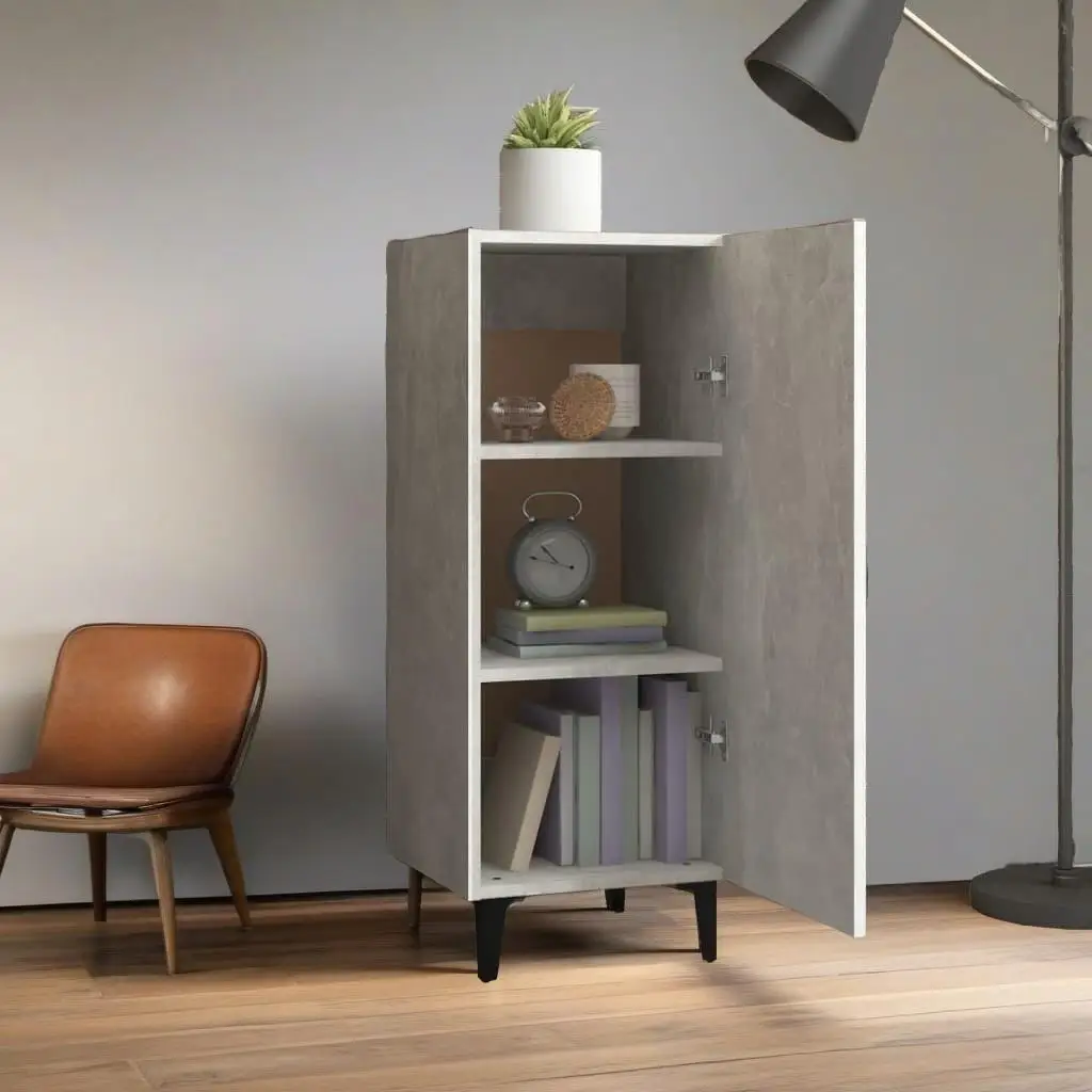 Stylish Concrete Grey Sideboard - 34.5x34x90 cm | Durable Engineered Wood Storage Cabinet