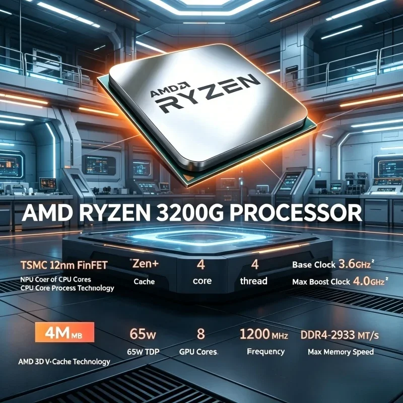 

AMD Snappy Bestselling Gaming CPU Ryzen 3 3200G, 4-Core 4-Thread, 3.6GHz, 65W, AM4 Socket, Built-in Radeon Vega 8 Graphics