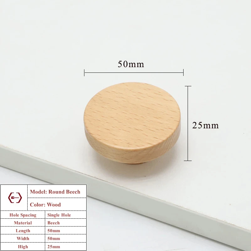 Walnoot Beuken Keukenkast Handvat Lade Massief Houten Meubeldeur Lade Ronde Knop Kast Houten Handvat Hardware Lange Trek