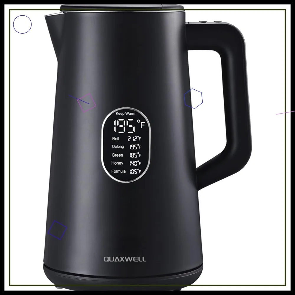 

Электрический чайник из нержавеющей стали 1,5 л, с двойными стенками, функцией Cool Touch, быстрым нагревом, 5 режимами температуры, LED-дисплеем, автоматическим отключением